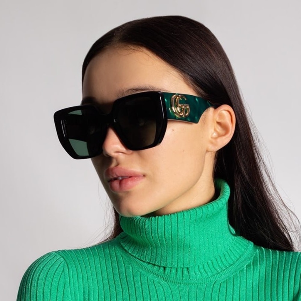 NEW GUCCI WOMEN GREEN SUNGLASSES GG0956S 001 - Picture 2 of 9
